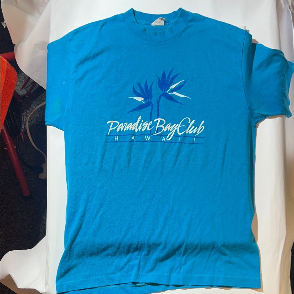 Vintage 1980s Paradise Bay Club Hawaii - Blue Men's Tee